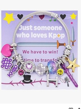 K-Pop Charm Bracelet for Women - Purple Silver Multicolor